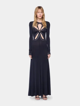 Długa sukienka z dżerseju, dopasowana do sylwetki