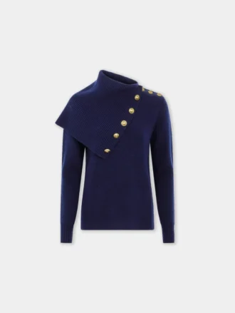 Granatowy sweter z wełny