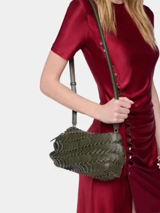 Skórzana torebka crossbody Paco w kolorze khaki